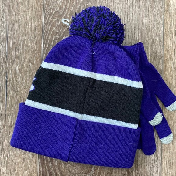 Baltimore Ravens New Knit Pom Beanie With Matching Gloves NFL 100% AUTHENTIC NWO - Picture 3 of 5